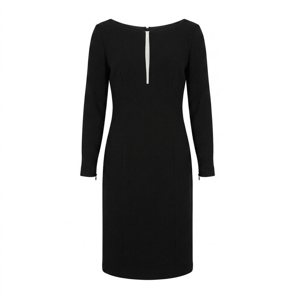 Carolina Herrera NY Black Dress Size 4 Wool Silk Lined Midi Cocktail Sheath